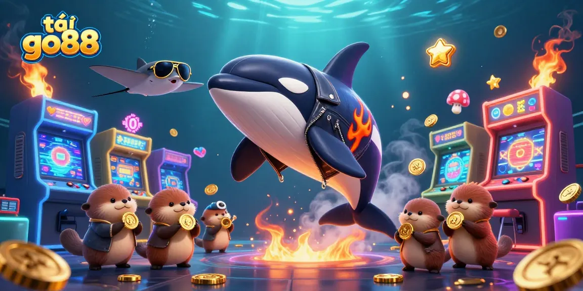 Experience the thrill of tải go88 with a vibrant underwater casino scene featuring unique characters and game elements.