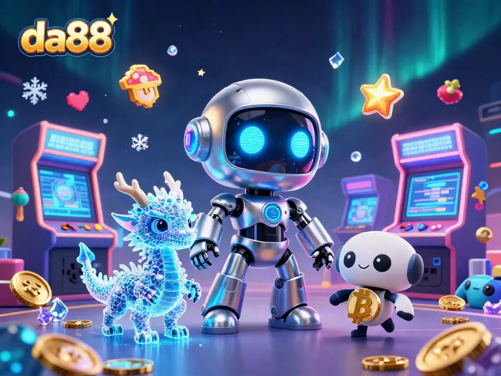 Win big with da88 in this colorful casino-themed digital artwork, featuring animated characters and vibrant game elements.