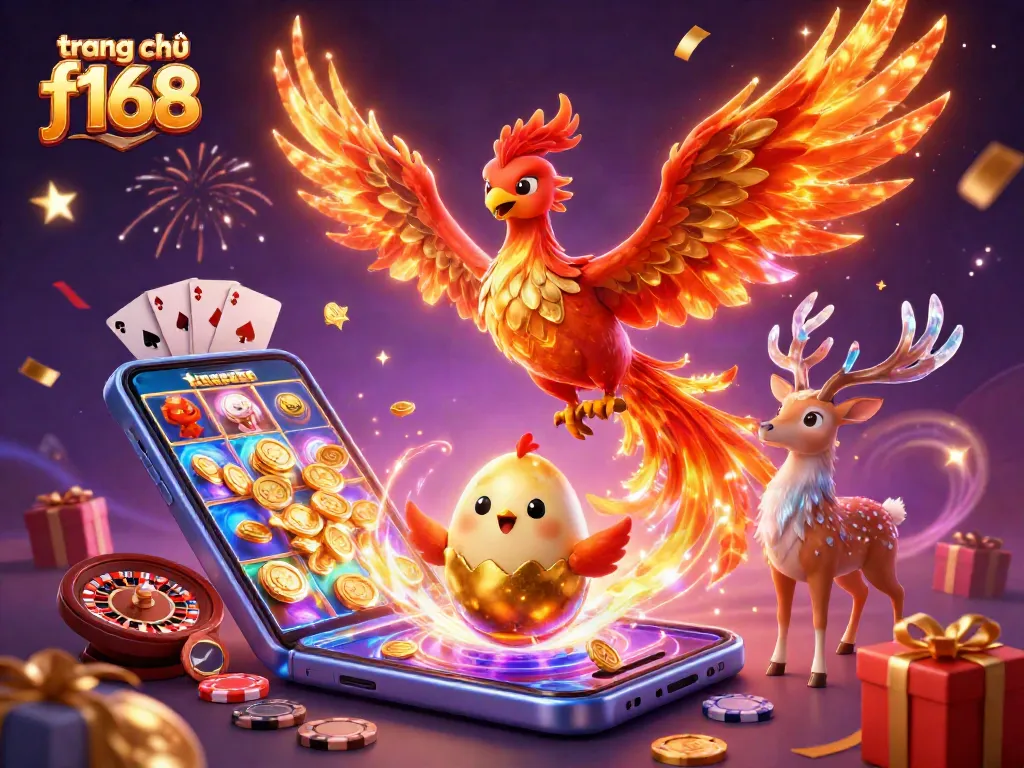 Engage in thrilling experiences at trang chủ f168 with a dazzling 3D casino scene illustrating vibrant games and characters.