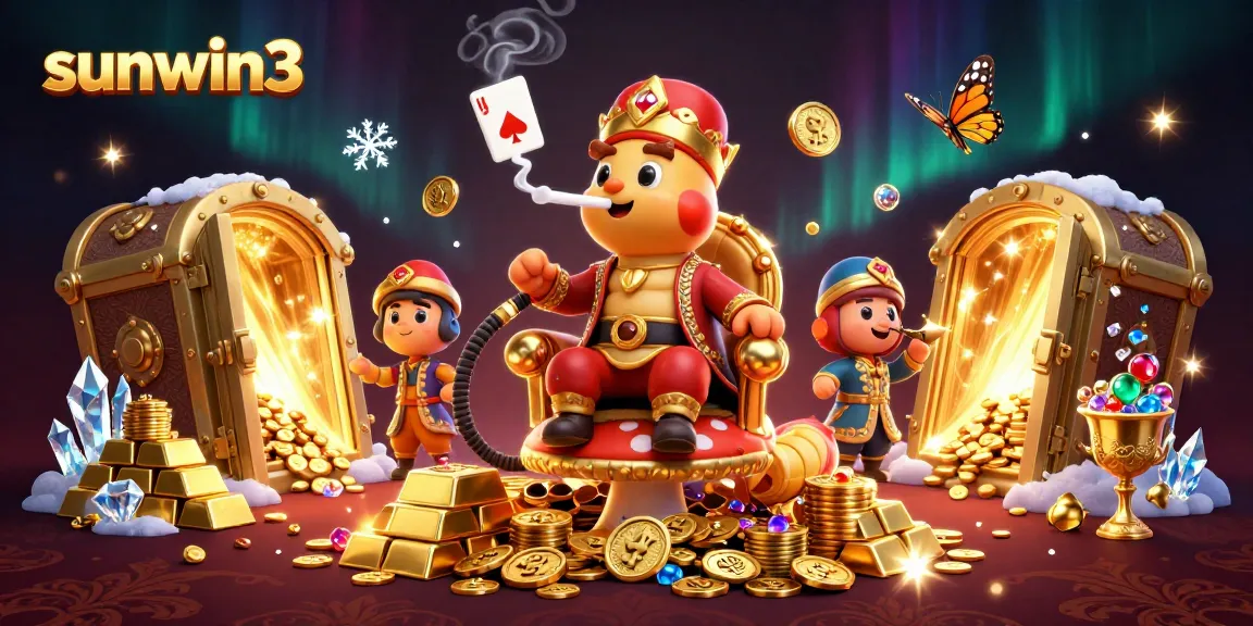 Experience the thrill of gaming with sunwin3’s vibrant and luxurious 3D casino world illustration.