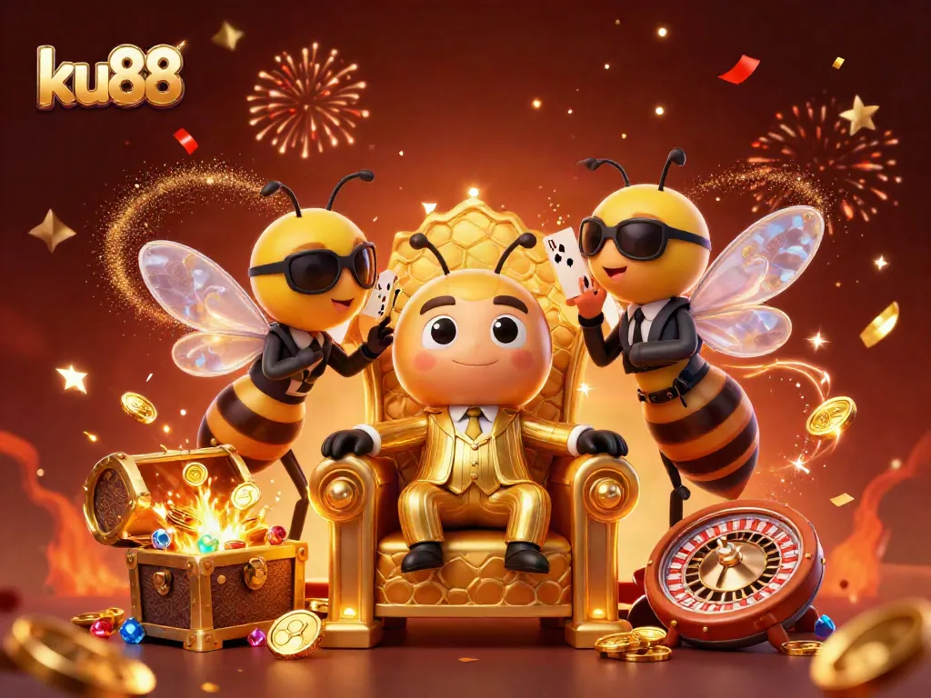 Experience exciting gameplay at ku88 with a luxurious casino setting filled with vibrant treasures.